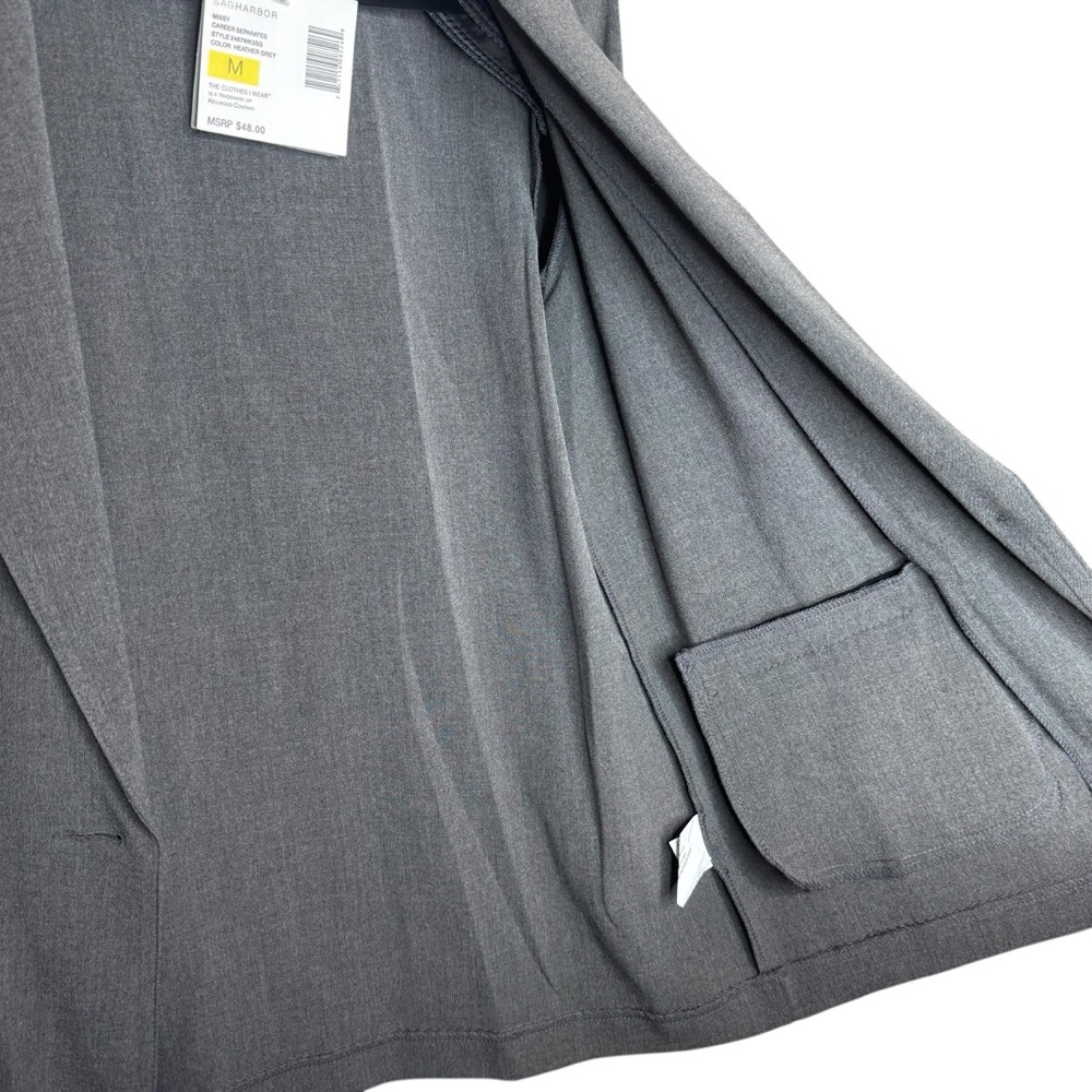Sag Harbor Stretch Blazer Women’s M Gray One Button Unlined Career Jacket - Picture 3 of 7